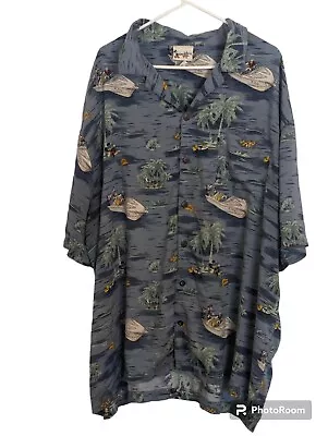 A - Walt Disney World Men's Size XXXL Button Down Hawaiian Ocean Boat Stitch... • $11.99