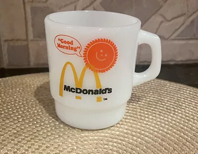 VTG McDonalds Fire King Milk Glass Coffee Mug Good Morning Anchor Hocking🌞 • $11.95