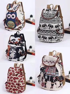 £16.77 • Buy Embroidered Multi Coloured Canvas School Travel Backpack Gym Rucksack Handbag FB