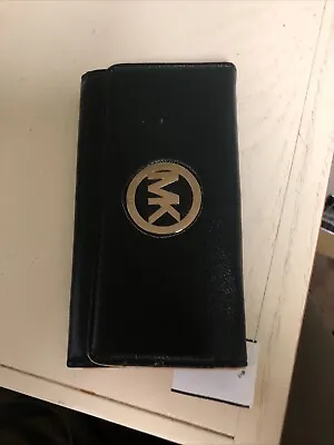 Michael Kors Blue Leather Monogram Wallet Snap Closure Cream Inside. • $35