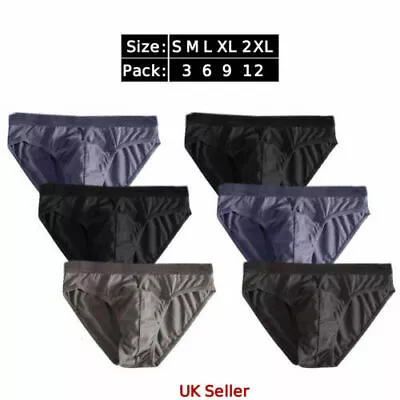 Mens Classic Cotton Hipsters Briefs Underpants Slips Adults Underwear Pack 6-12 • £5.37