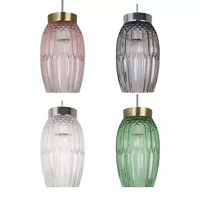 Modern Textured Glass Pendant Shades Easy Fit Ceiling Lampshades • £12.99