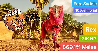 Ark Survival Ascended Pve 869.1% Melee Rex 100% Imprint Free Saddle • $36.35