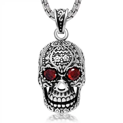 Skeleton Sugar Skull Pendant Necklace Retro Punk Rock Jewelry For Men Unisex 24  • $11.99