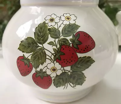 Vtg 1979 McCoy Pottery Strawberry Country Design Antique White 5  H Pitcher 7528 • $8.99