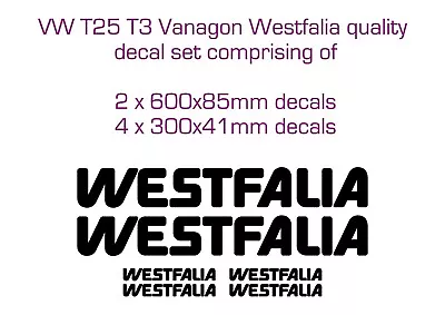 T2 T3 T25 Vanagon Westfalia California Campervan Large Decals Set • $16.17