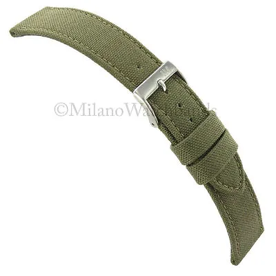18mm Morellato Padded Stitched Cordura Canvas Army Green Mens Watch Band • $27.95