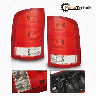 Pair Tail Lights Lamps W/ Bulbs Fit For GMC Sierra 2007-2013 1500 2500 3500HD • $54.99