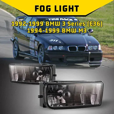For 92-99 BMW 3 Series E36 M3 Fog Lights Smoke Glass Lens Pair Lamps 55W Bulbs • $38.99