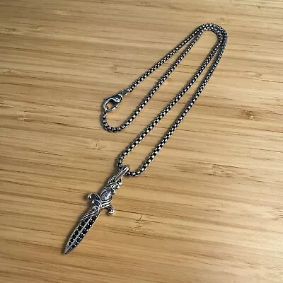 David Yurman 925 Sterling Silver Men's Waves Dagger Amulet With Black Diamonds • $250