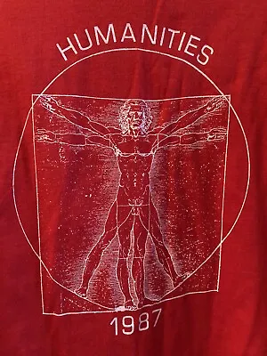 Vintage 80s Leonardo Da Vinci Vitruvian Man Figure Print T Shirt Old Art Sz XL • $49.99