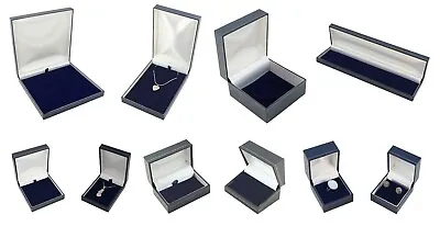 Blue Leatherette Jewellery Boxes Ring Earring Pendant Cufflink Necklace Watch • £295