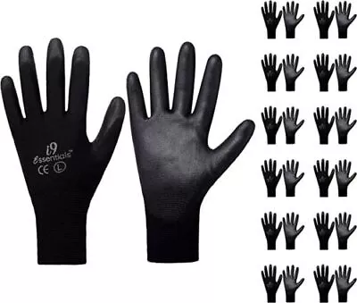 PU Coated Safety Work Gloves Black Large Ultra Light Good Grip Work • $19.97