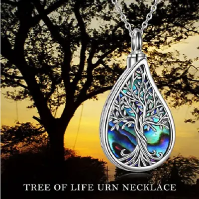 CREMATION URN TEAR DROP ASHES TREE LIFE Pendant 22  925 Sterling Silver Necklace • $13.99