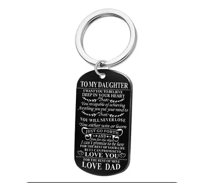 To My Daughter Gift From Dad Key Chain Pendant Black Ships Same Day • $5.99