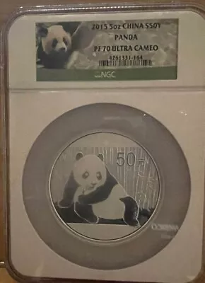 2015 China 50 Yuan 5 Oz Silver Panda NGC Proof 70 Ultra Cameo • $250