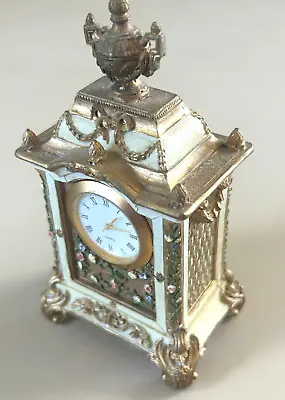 Fancy Mantle Clock Miniature Cream Gold Victorian Popular Imports • $32