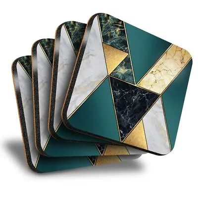 £7.99 • Buy Set Of 4 Square Coasters - Abstract Art Deco Marble Effect  #21082
