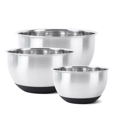 £12.99 • Buy Stainless Steel Deep Mixing Bowl Set With Non Slip Base Metal