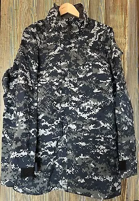 Military Jacket Mens Medium Tall Digital Camo Gray Gore-Tex US Navy Rain Hunting • $59.99