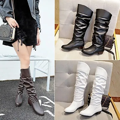 Knee High Sexy Boots For Women Women Slip-On Square Heel Solid Color High Boots • $43.63