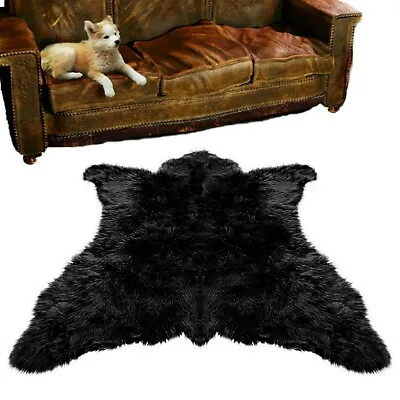 $299.99 • Buy Plush Black Bear Skin Area Rug - Shaggy Faux Fur - Chubby Bear - Life Size