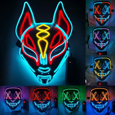 3 Modes LED Mask Neon Stitches Costume Halloween Purge Cosplay Light Up Wire • $12.89