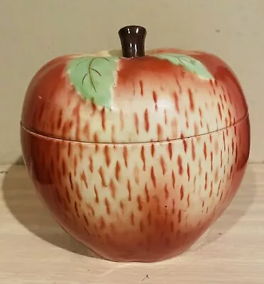 Vintage Czechoslovakian Ceramic Red Apple Cookie Jar • $32