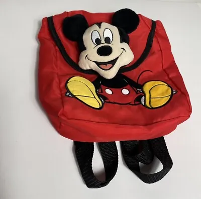 Mickey Mouse Kids Toddler Red Backpack Bag Plush Head • $12