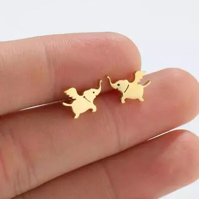 2pairs Stainless Steel Elephant Earrings 4 Colors Jewelry Wholesale FJS204-490 • $2.99