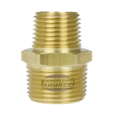 3/4  X 1/2  Male NPTF Pipe Reducing Hex Nipple Solid Brass Pipe Fitting New • $8.99