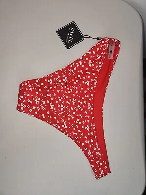 Zaful Red With White Flower Bikini Bottom Size US8 BNWT Women's Swimwear • $20