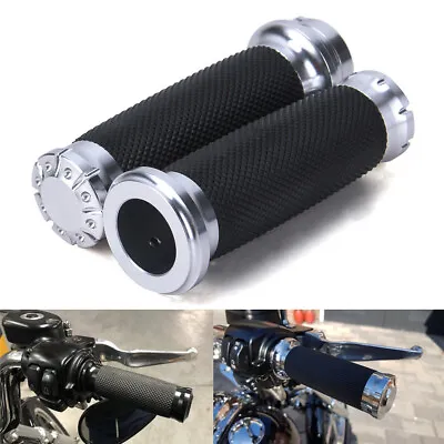 Motorcycle 1  Chrome Handle Bar Hand Grips Fit For Harley Dyna Softail Touring • $23.45