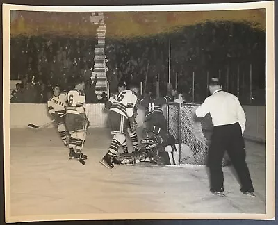 Type 1 New York Rangers Vs Montreal Canadiens Action B&W Photo NHL Hockey VTG • $35