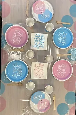 Gender Reveal Baby Shower Tableware New Born Boy Girl Unisex Party Supplies • £2.35