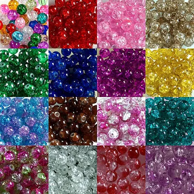 £2.59 • Buy CRACKLE GLASS BEADS ~COLOUR CHOICE~BUY3 GET3 FREE~100x 6mm, 50x 8mm, 25x10mm