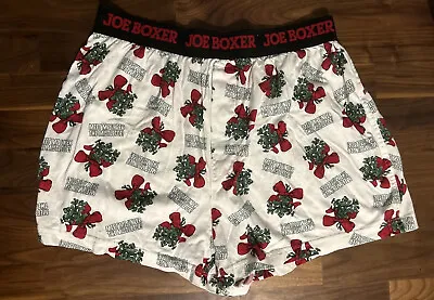 Vtg Joe Boxer Cotton Boxers Red Green Christmas Mistletoe Button Fly • $27