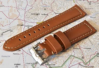 Vintage Style Genuine Leather Oil Wax Padded Watch Strap Q.R. 18mm - 22mm • £11.95