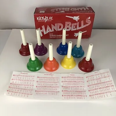 Vintage Kids Play Hand Bells 8 Note Handbell Set Rhythm Band Instruments • $34.99