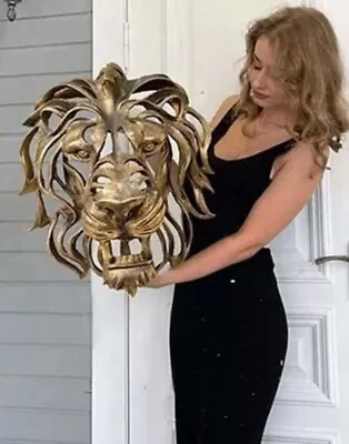 Large Lion Head Rare Find Wall Mounted Art Sculpture Gold Resin Head Art Wall  • $75