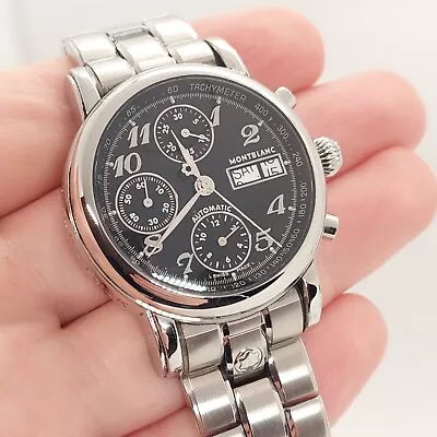 Montblanc Meisterstuck 4810 Automatic Chronograph Black Dial SS Men's Watch • $1450