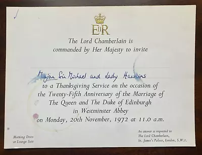 Antique Royal Invitation Thanksgiving Wedding Anniversary Queen Elizabeth II • £9.99