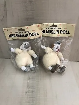 2 Vtg Mini Muslin Dolls Just For Keeps 1 Lamb 1 Clown BDB 2050 & 2056 • $10