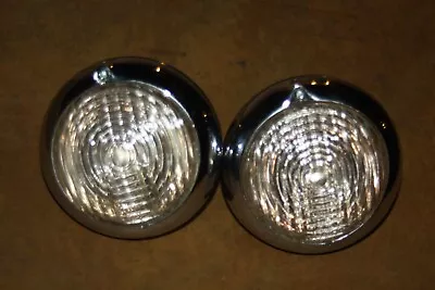 Vintage Matched Pair C.M. Hall Chrome Stem Mount Mopar Driving Lights-Glass Lens • $199.99