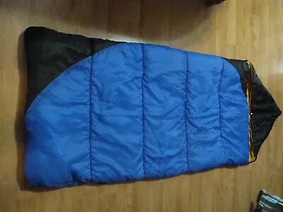 Eddie Bauer Junior Sleeping Bag Hood 28  X 72   Blue Yellow Black  Kids Size • $14.99