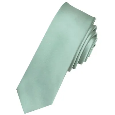 Men's Sage Green Skinny Tie | Dusty Pale Green Necktie For Men • £6.99