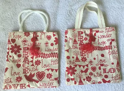 Handmade Christmas Cotton Gift Bags X 2 • £3.99