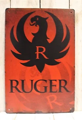 Ruger Tin Metal Poster Sign Man Cave Vintage Ad Rustic Look Gun Shop Range • $11.57