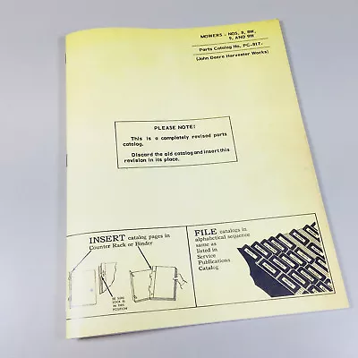 Parts Manual Catalog For John Deere 8 8W 9 9W Mower Sickle Bar Hay Assembly • $14.97