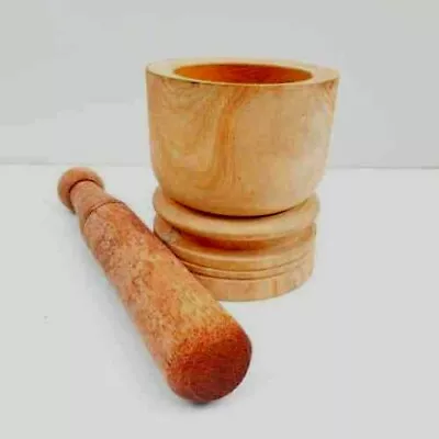 Wooden Motar & Pestle Kitchen Ware Handmade Mixing Grinding Tool Eco Friendly • $40.99